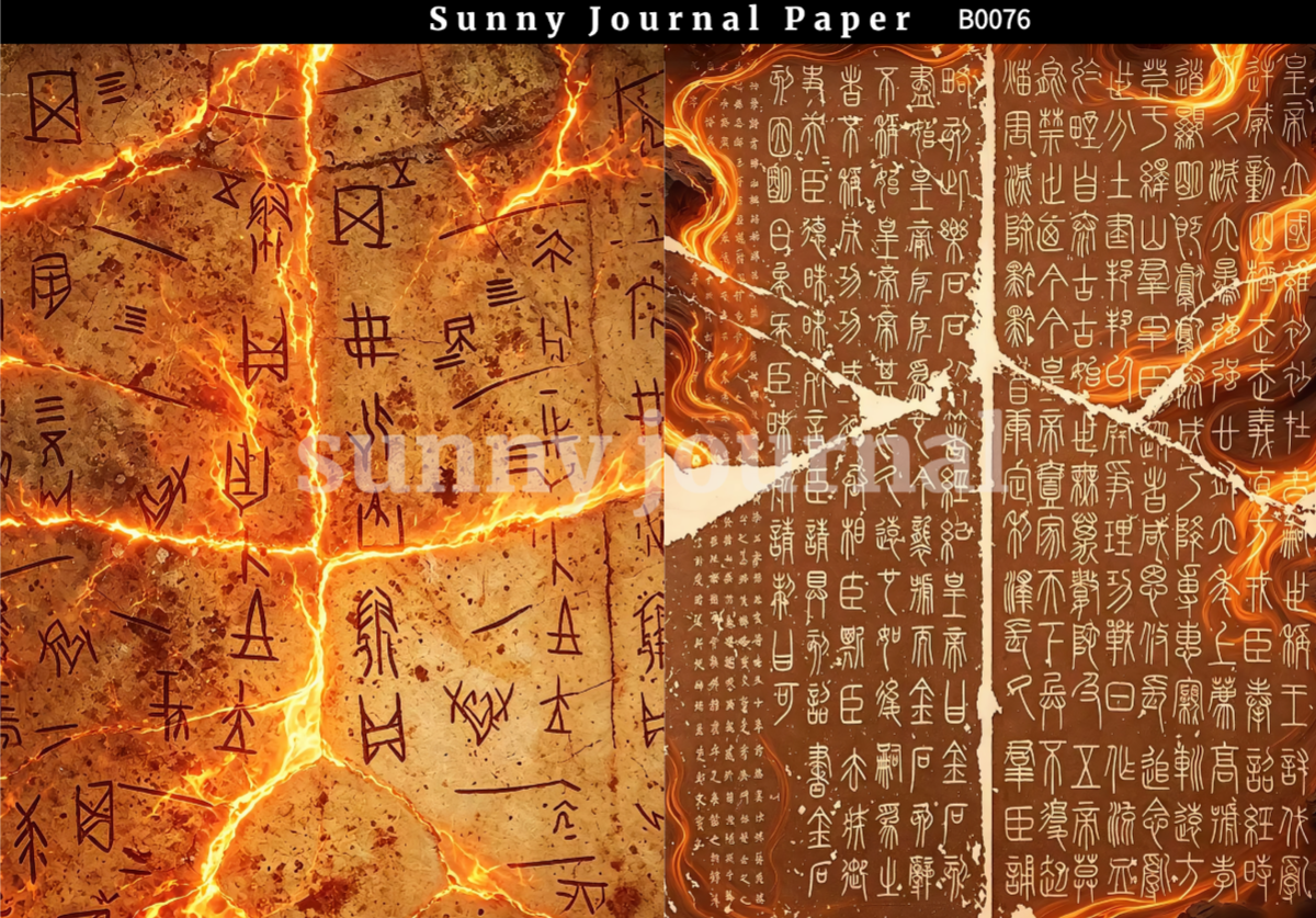 B0076- Ancient Hieroglyph & Oracle Bone Script Paper A5 paper 10pcs no repeat