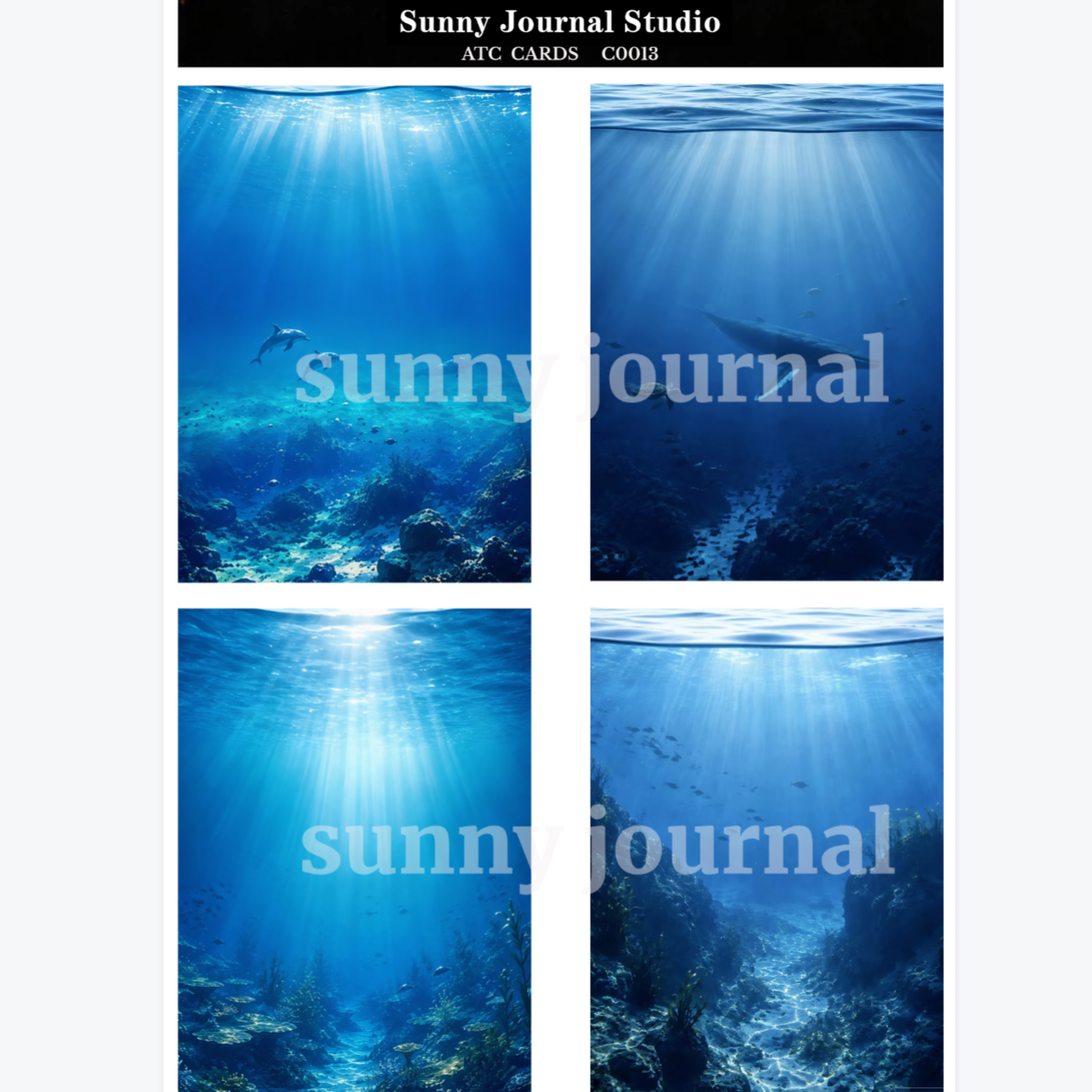 C0013-Ocean Underwater ATC Cards 20 iamges 300GSM Paper Card / Self-cut Required