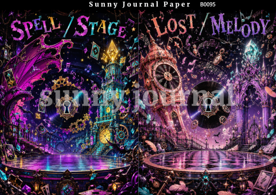 B0095-Halloween Magic Stage Background A5 paper 10pcs no repeat