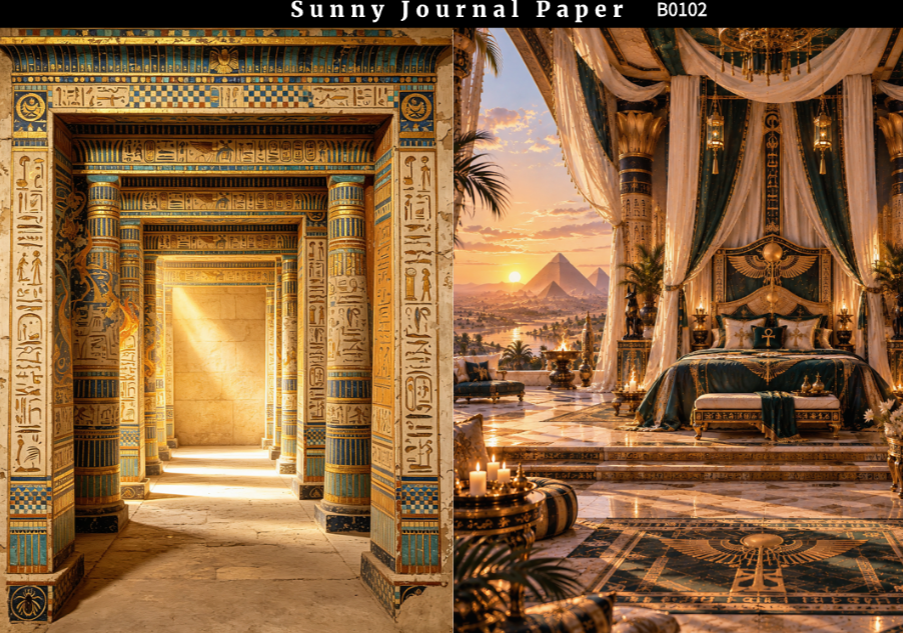 B0102--Ancient Egyptian Palace A5 paper 10pcs no repeat