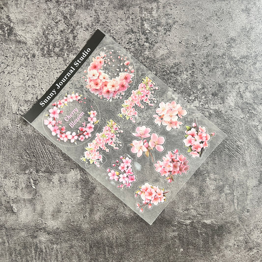 A0039--Cherry Blossom Sakura PET Sticker 1 Pcs A5 Size