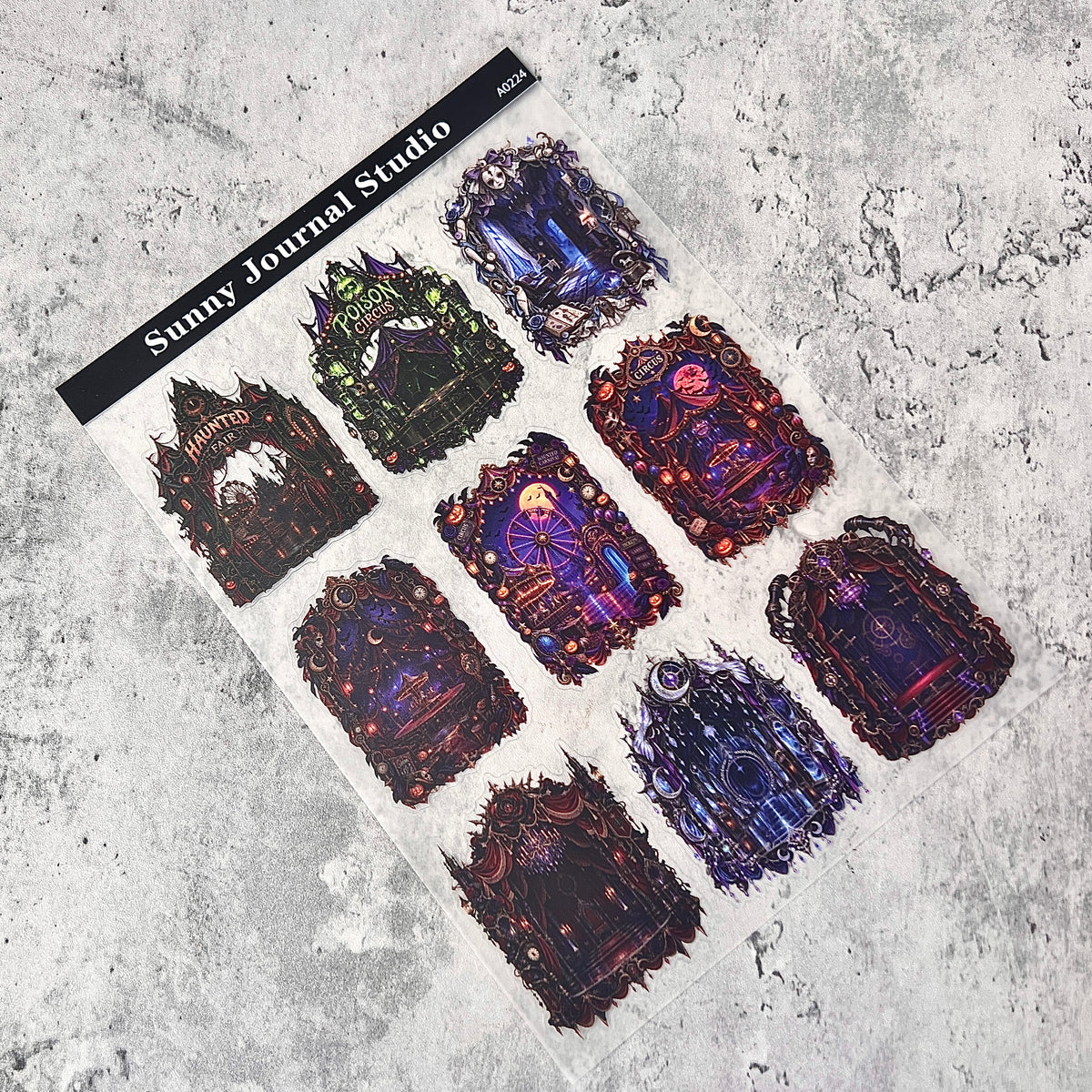A0224--Halloween Stage PET Sticker 1 Pcs A5 Size
