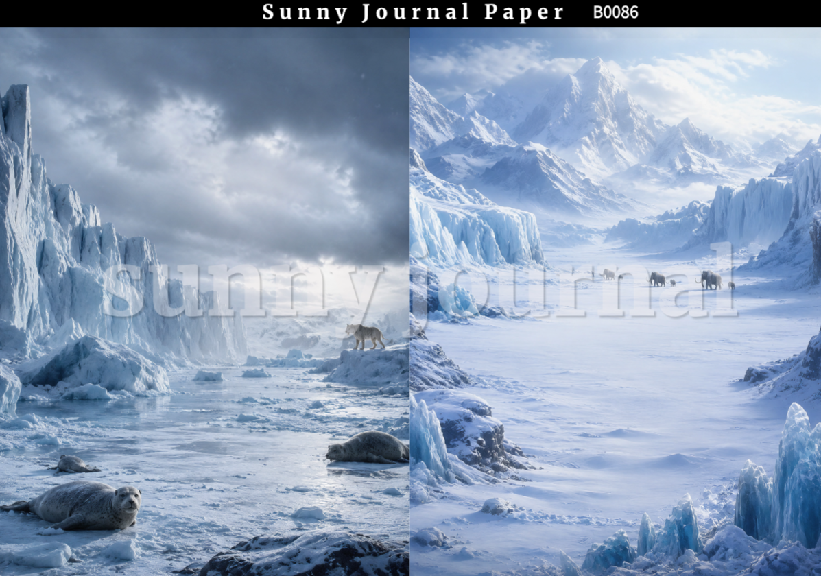 B0086-Ice Age Themed Background A5 paper 10pcs no repeat
