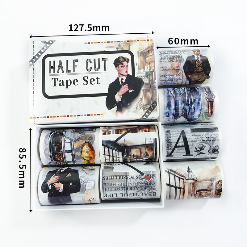 Tape Roll Set《Vintage Gentleman》4 rolls (3 roll PET+1 roll Washi)