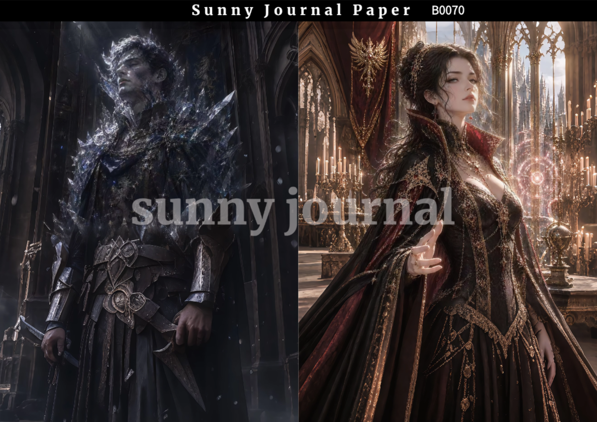 B0070-Dark Fantasies Gothic Royalty Paper A5 paper 10pcs no repeat