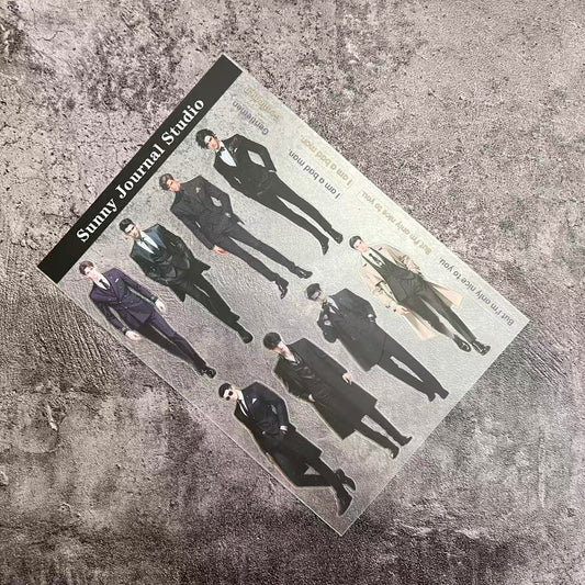 A0050--Men in Suit PET Sticker 1 Pcs A5 Size