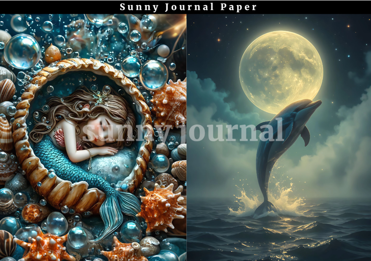 B0033- Ocean Mermaid A5 paper 20 images no repeat