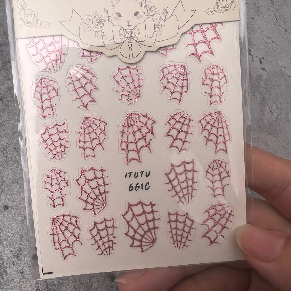 Mini Halloween Spider Web Embossed 3D Iridescent Sticker