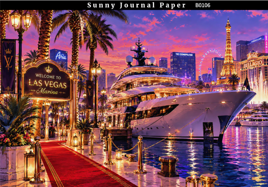 B0106-LAS VEGAS Nightscape Horizontal A5 paper 15pcs no repeat