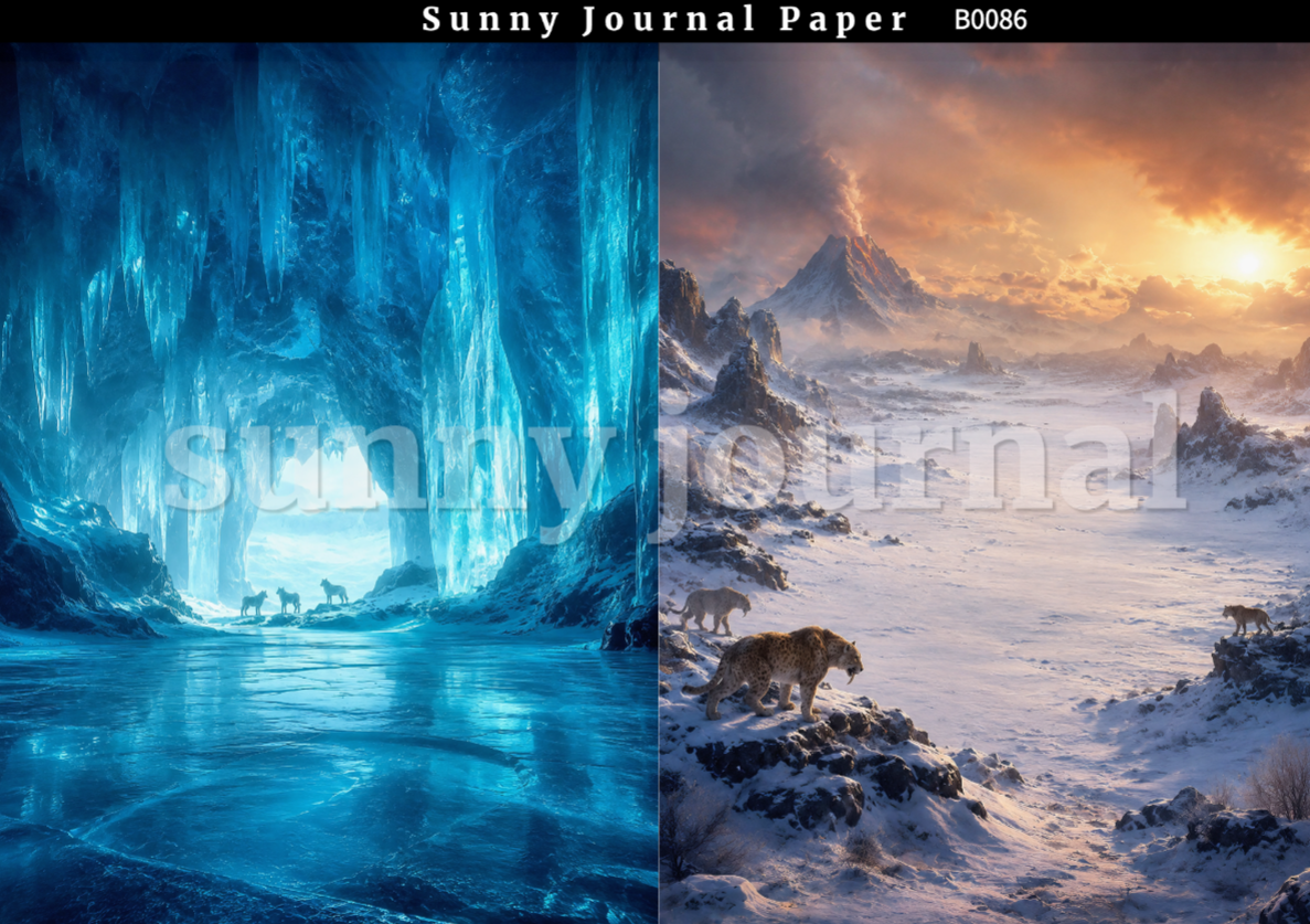 B0086-Ice Age Themed Background A5 paper 10pcs no repeat