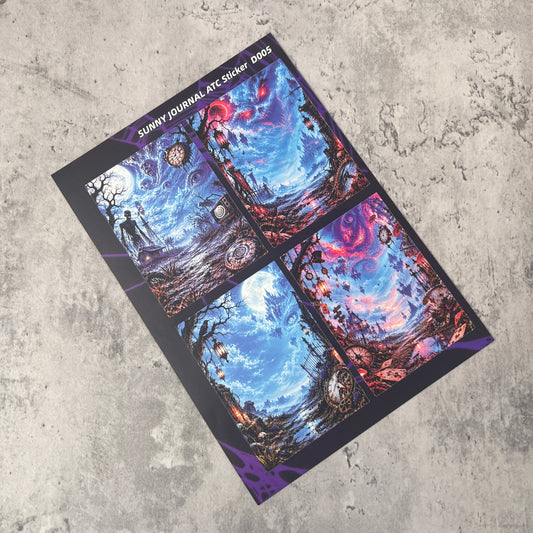 D005--Halloween Comic Creep Sky Pre-cut Sticker 1 Pcs A5 Size For ATC