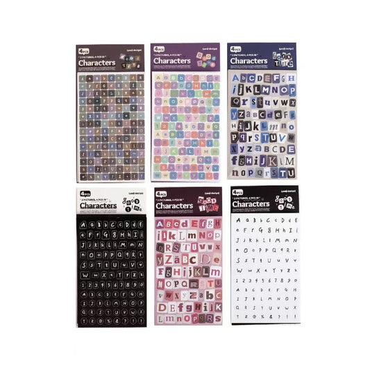 Colorful Letter Stickers 4 Sheets Per Pack
