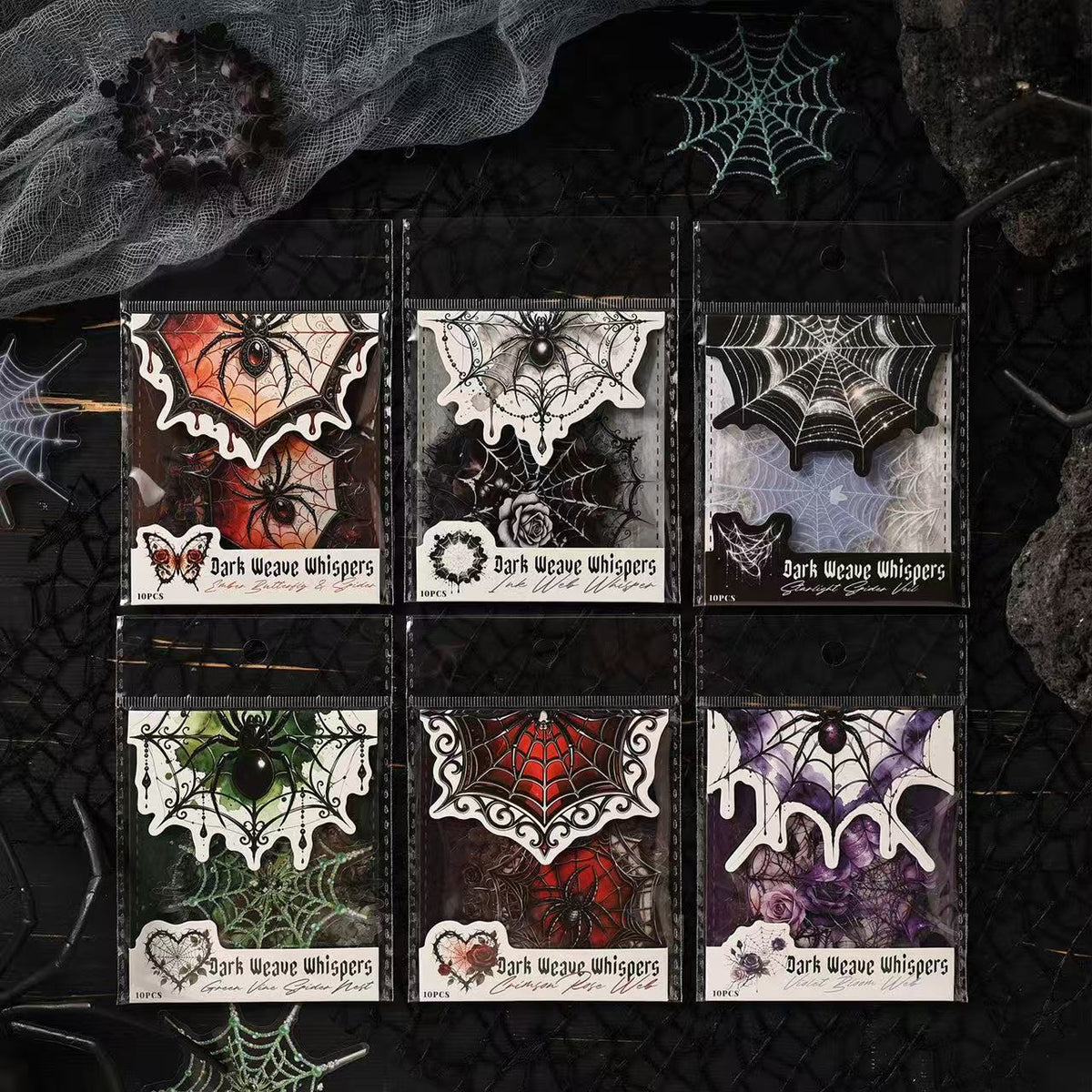 Halloween Spider Web PET Stickers 10 Sheets Per Pack