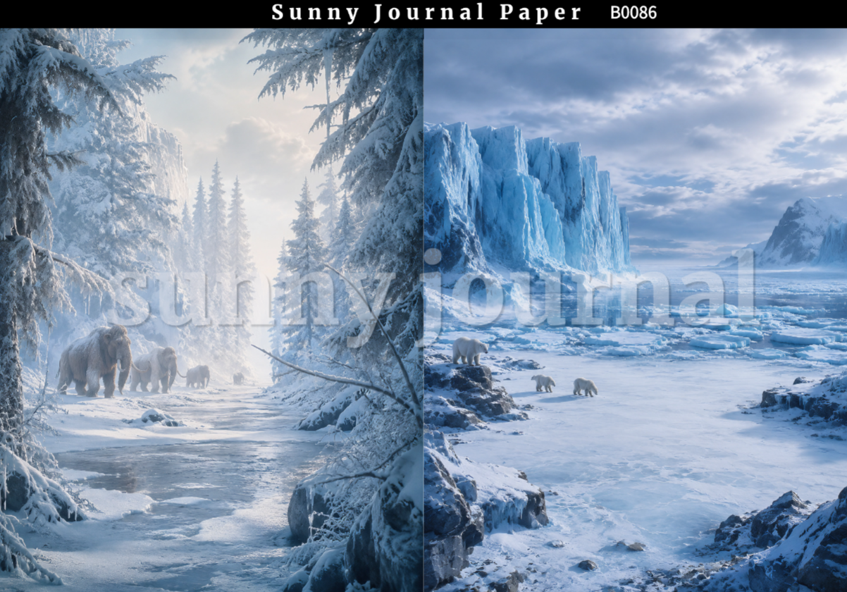 B0086-Ice Age Themed Background A5 paper 10pcs no repeat