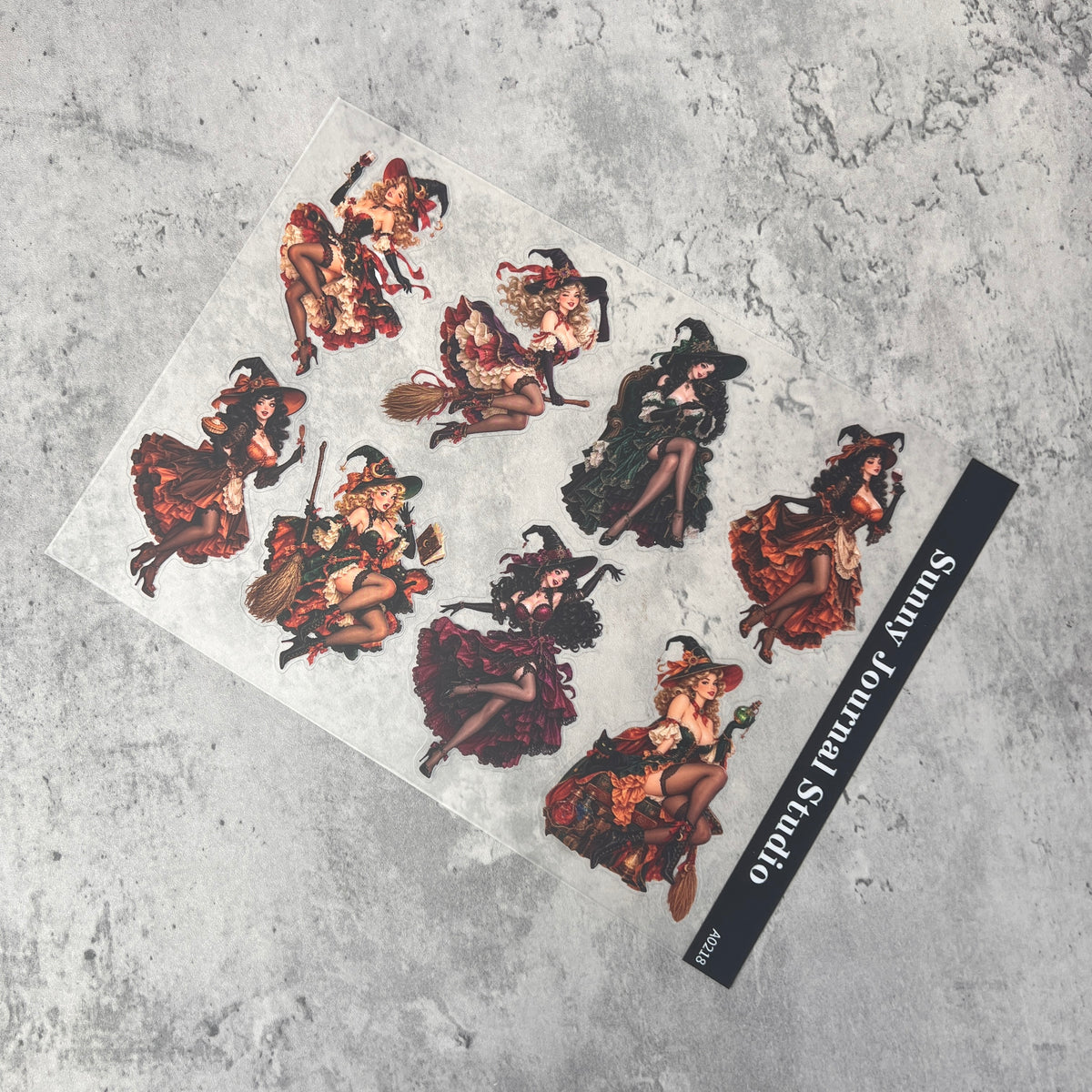 A0218--Halloween Vintage Witch PET Sticker 1 Pcs A5 Size