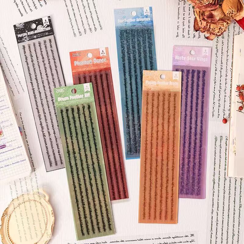 Pre-Cut PET Waterproof Stickers with Long English Letter 6 Designs